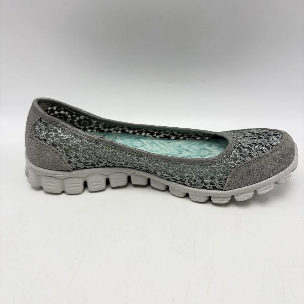Skechers EZ Flex 2 Flighty Flats Womem 7.5 Gray Slip On Shoes Sneakerina Comfort
